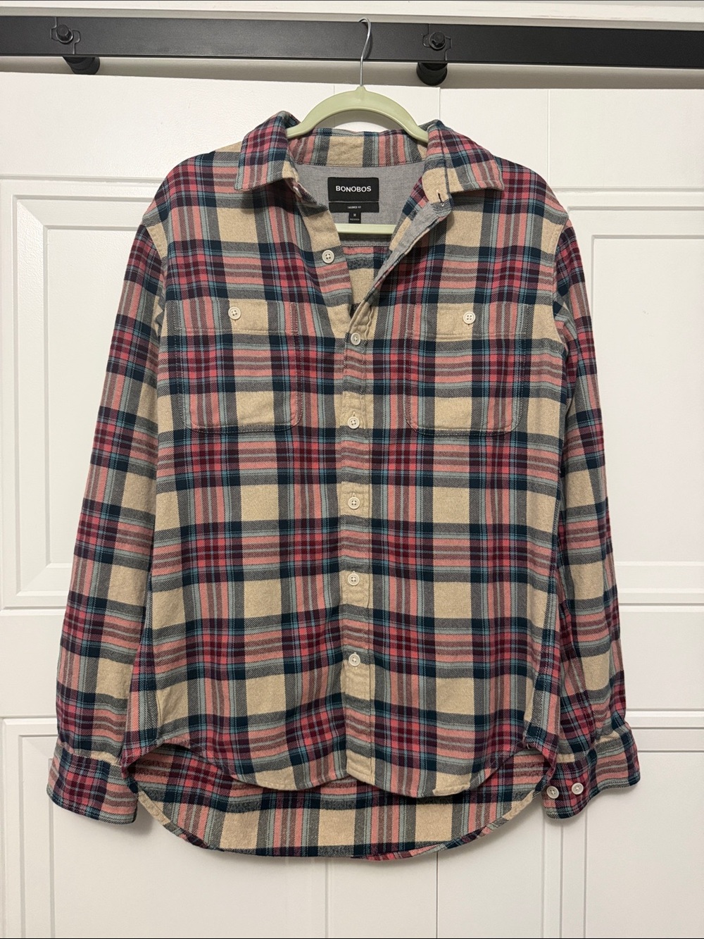 Bonobos Plaid Button-Down Shirt in Beige and Red